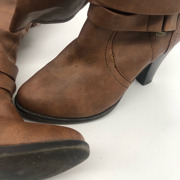 Brown Over the Knee High Faux Leather Strappy Boot Heels 🤎 - Picture 7 of 7